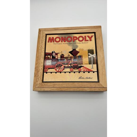 Hasbro Other - 2001 Hasbro Parker Brothers Nostalgia Game Monopoly in Wooden Box Complete VG